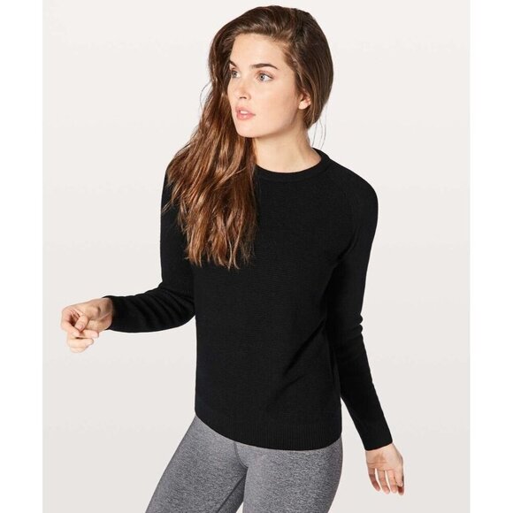 Lululemon 6 Medium Black Simply Wool Sweater Merino Wool GUC - Picture 1 of 8